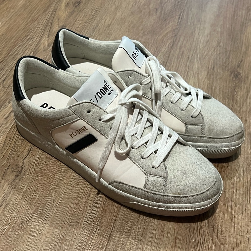 Re/Done White and Black Sneakers
